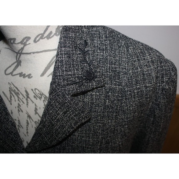 Scarlett Suit Jacket Tweed Sz 15/16 Black & Gray Embroidered Collar GUC - Picture 3 of 8